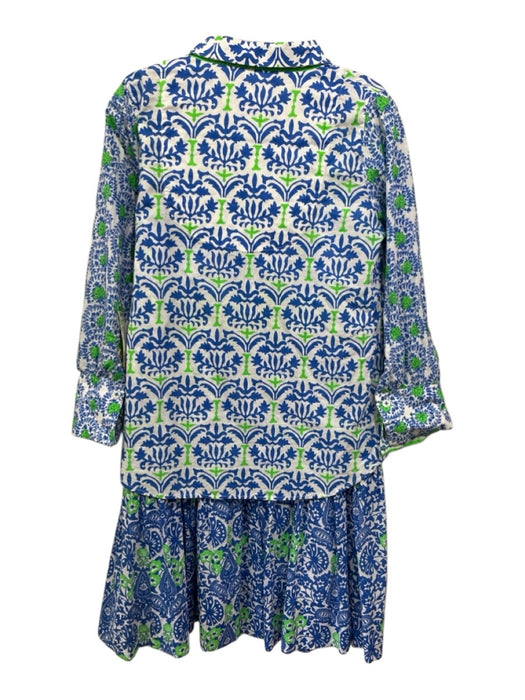 Gretchen Scott Size XS Green, Blue, White Cotton Long Sleeve Blouse Skirt Set Green, Blue, White / XS