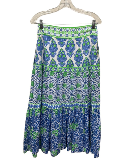 Gretchen Scott Size XS Green, Blue, White Cotton Long Sleeve Blouse Skirt Set Green, Blue, White / XS