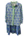 Gretchen Scott Size XS Green, Blue, White Cotton Long Sleeve Blouse Skirt Set Green, Blue, White / XS