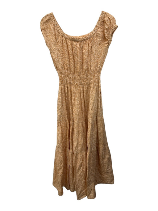 Ann Mashburn Size XS Orange & White Cotton & Linen Cap Sleeve Wide Neck Dress Orange & White / XS