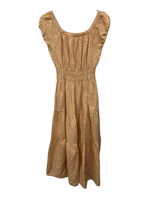 Ann Mashburn Size XS Orange & White Cotton & Linen Cap Sleeve Wide Neck Dress Orange & White / XS