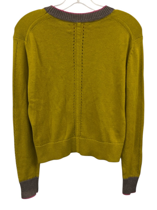 Kilte Size 0 Green, Gray, Purple Cotton & Cashmere Ribbed Neck Knit Sweater Green, Gray, Purple / 0