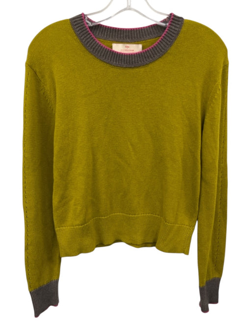 Kilte Size 0 Green, Gray, Purple Cotton & Cashmere Ribbed Neck Knit Sweater Green, Gray, Purple / 0