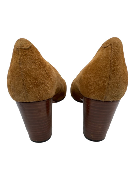 Ann Mashburn Shoe Size 38 Camel Brown Suede Stacked Block Heel Round Toe Pumps Camel Brown / 38