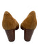 Ann Mashburn Shoe Size 38 Camel Brown Suede Stacked Block Heel Round Toe Pumps Camel Brown / 38