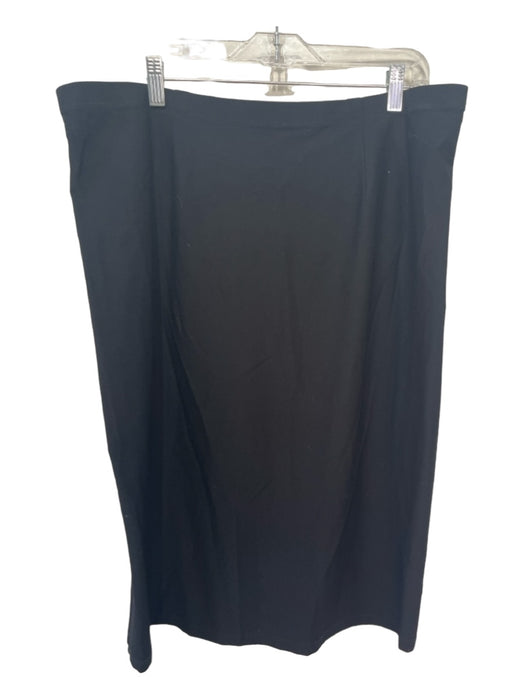 Eileen Fisher Size XL Black Viscose Blend Elastic Waist Knee Length Skirt Black / XL