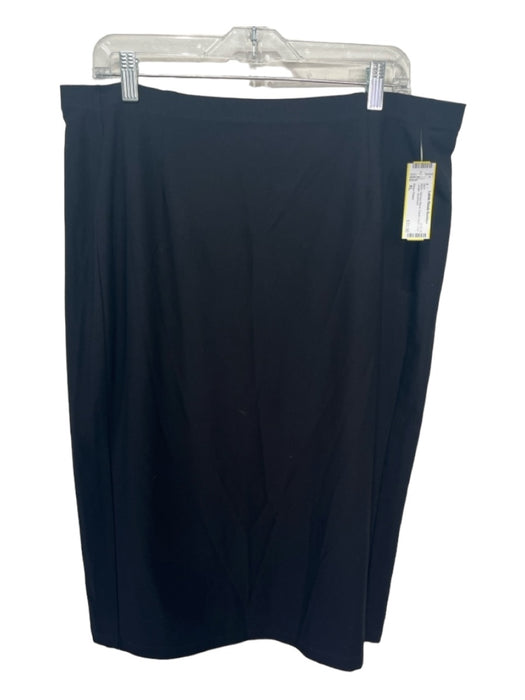 Eileen Fisher Size XL Black Viscose Blend Elastic Waist Knee Length Skirt Black / XL