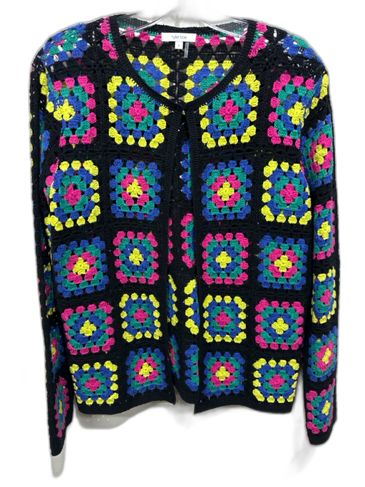 Tyler Boe Size S Black & Multi Cotton Crochet Hook & Eye Closure Cardigan Black & Multi / S