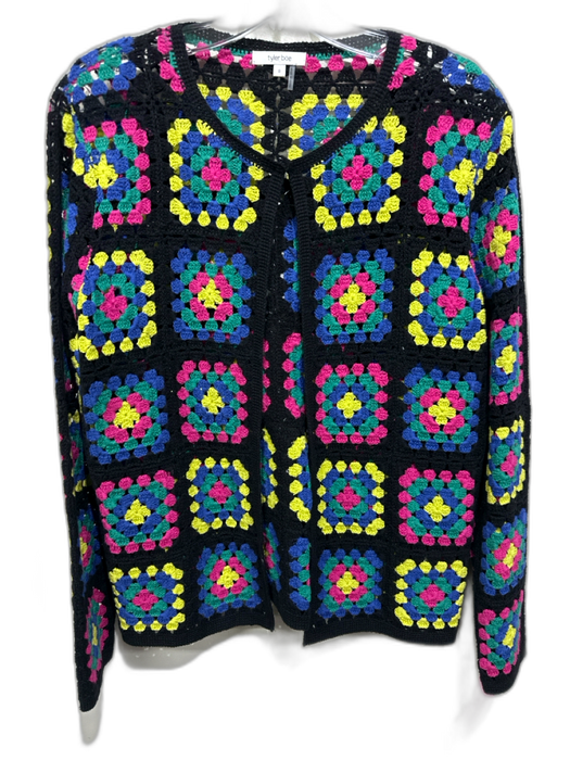 Tyler Boe Size S Black & Multi Cotton Crochet Hook & Eye Closure Cardigan Black & Multi / S