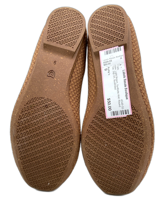 Rothy's Shoe Size 9 Light Brown Synthetic Knit Round Toe Slip On Flats Light Brown / 9