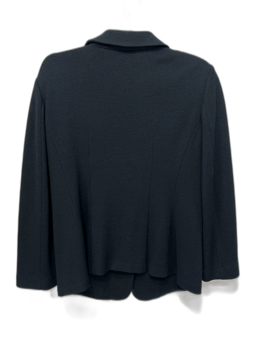 St John Caviar Size 12 Black Wool Blend Knit Shoulder Pads Two Button Jacket Black / 12