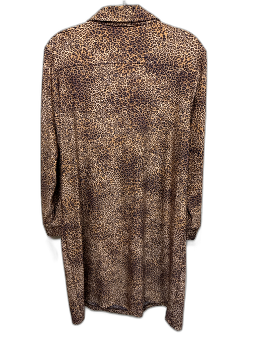 Sara Campbell Size L Brown & Black Polyester Long Sleeve Cheetah Buttons Dress Brown & Black / L