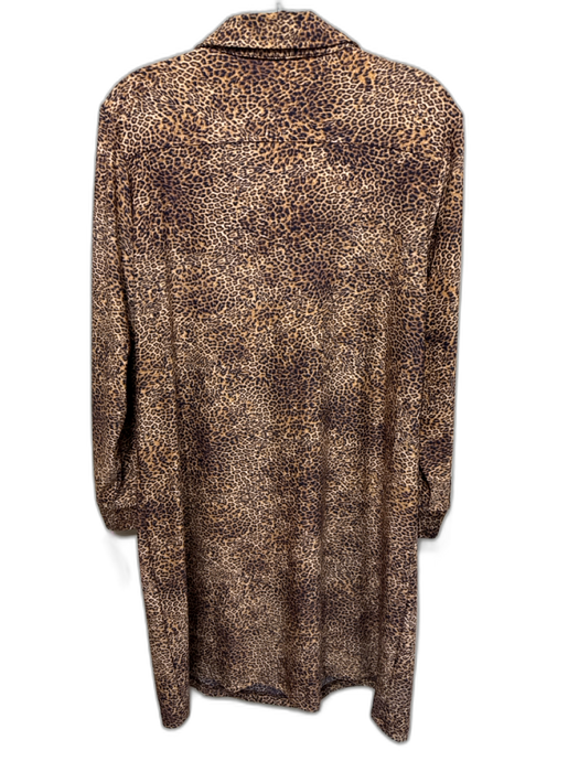 Sara Campbell Size L Brown & Black Polyester Long Sleeve Cheetah Buttons Dress Brown & Black / L