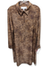 Sara Campbell Size L Brown & Black Polyester Long Sleeve Cheetah Buttons Dress Brown & Black / L
