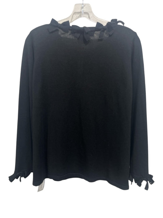 Gretchen Scott Size L Black Polyester Blend Knit Bow Applique Cardigan Sweater Black / L