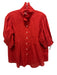 Birds of Paradis Size Medium Red Orange Cotton Microcheck Puff Sleeve Top Red Orange / Medium