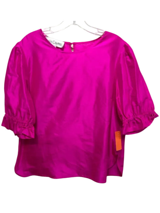 Sara Campbell Size Large Fushcia Silk Half Balloon Sleeve Keyhole Top Fushcia / Large