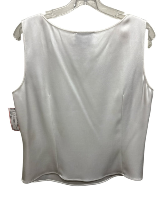St. John Caviar Size Large White Triacetate Blend Sheen Sleeveless Tank Top White / Large