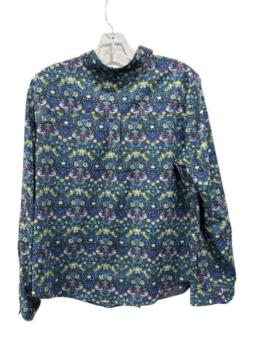 Sailor Rose Size XL Blue & Green Print Cotton Floral Birds Long Sleeve Top Blue & Green Print / XL