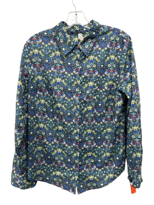 Sailor Rose Size XL Blue & Green Print Cotton Floral Birds Long Sleeve Top Blue & Green Print / XL