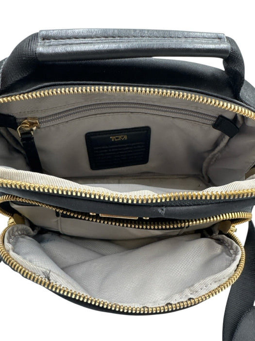 Tumi Black Nylon Gold Tone Hardware Multi Zip Crossbody Bag Black / S