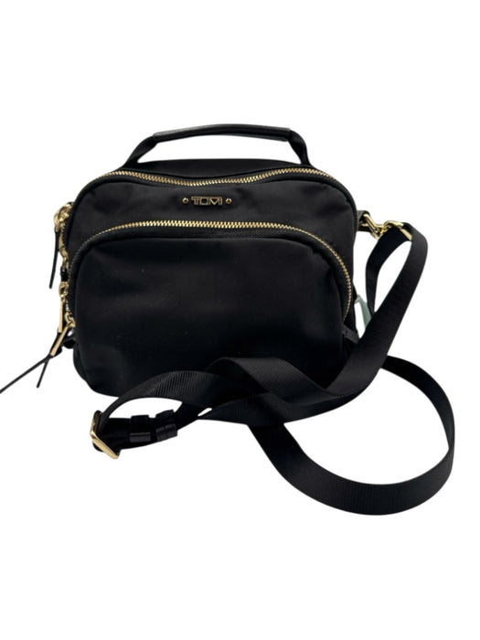 Tumi Black Nylon Gold Tone Hardware Multi Zip Crossbody Bag Black / S