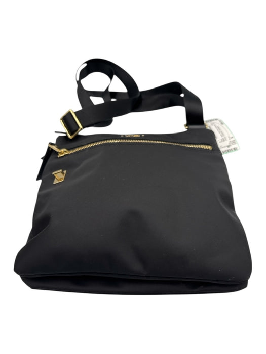 Tumi Black Nylon Gold Tone Hardware Zip Close Crossbody Bag Black / S