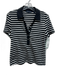 Veronica Beard Size L Black White & Beige Cotton Blend Ribbed Knit Stripe Top Black White & Beige / L