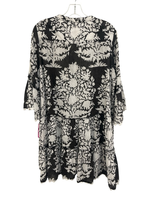 Juliet Dunn Size 2 Black & White Cotton Long Sleeve One Button Below knee Top Black & White / 2