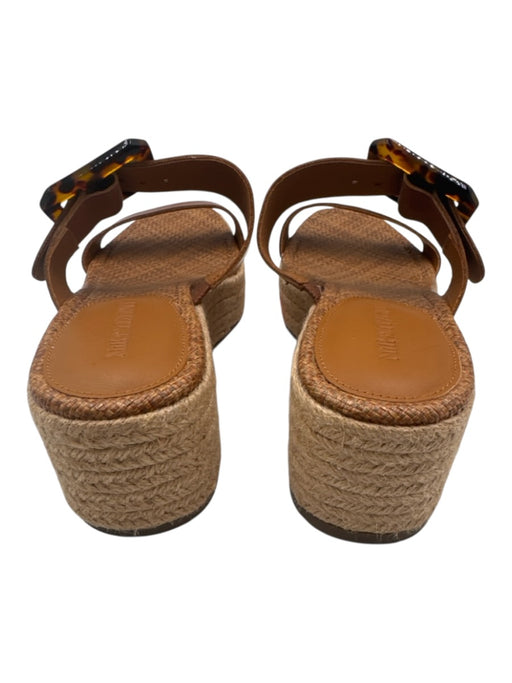 J Mclaughlin Shoe Size 8.5 Brown & Beige Leather Espadrille Wedge Buckle Sandals Brown & Beige / 8.5