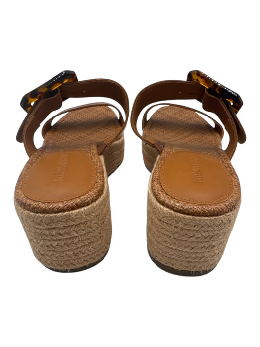 J Mclaughlin Shoe Size 8.5 Brown & Beige Leather Espadrille Wedge Buckle Sandals Brown & Beige / 8.5