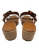 J Mclaughlin Shoe Size 8.5 Brown & Beige Leather Espadrille Wedge Buckle Sandals Brown & Beige / 8.5