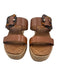J Mclaughlin Shoe Size 8.5 Brown & Beige Leather Espadrille Wedge Buckle Sandals Brown & Beige / 8.5