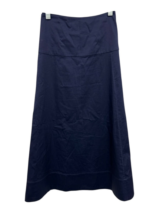 Hobbs Size 10 Navy Blue Cotton Side Zip Mid Rise Midi Skirt Navy Blue / 10