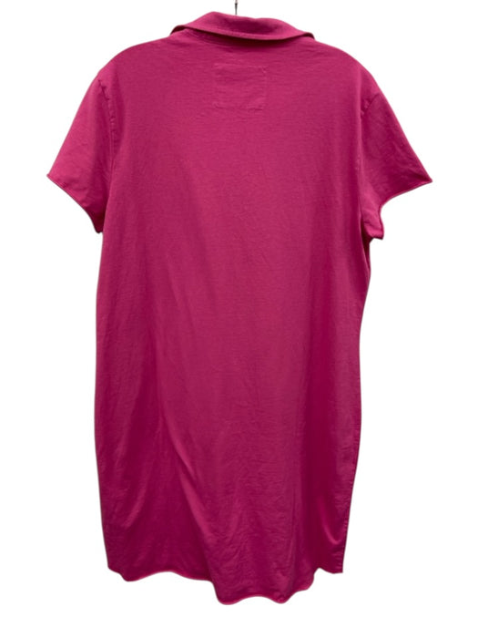 Frank & Eileen Size XL Hot pink Cotton Short Sleeve Pocket Collar Dress Hot pink / XL