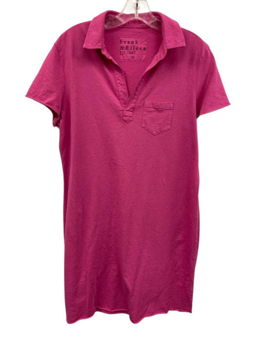 Frank & Eileen Size XL Hot pink Cotton Short Sleeve Pocket Collar Dress Hot pink / XL