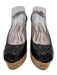 Stuart Weitzman Shoe Size 9 Black & Tan Patent Leather Cork Heel Peep Toe Wedges Black & Tan / 9