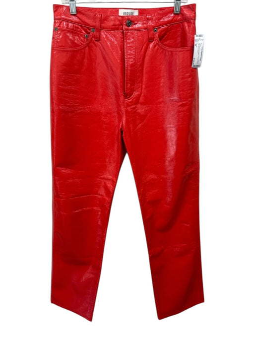 Agolde Size 29 Red Recycled Leather High Rise Wide Leg Jeans Red / 29