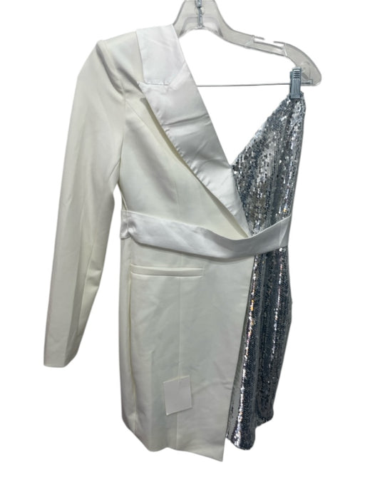 Miss Circle Size M Silver & White Polyester & Elastane Sequined Dress Silver & White / M