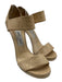 Jimmy Choo Shoe Size 37.5 Beige Snake Leather Ankle Strap Elastic Pump Sandals Beige / 37.5