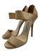 Jimmy Choo Shoe Size 37.5 Beige Snake Leather Ankle Strap Elastic Pump Sandals Beige / 37.5