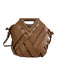 Verano Hill Tan Brown Faux Leather Top Handle Woven Drawstring Bag Tan Brown / Small