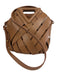 Verano Hill Tan Brown Faux Leather Top Handle Woven Drawstring Bag Tan Brown / Small