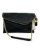 Henri Bendel Black Leather Gold Tone Hardware Python Embossed Flap Top Bag Black