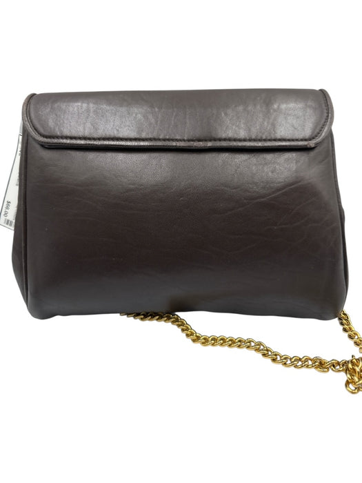 Kleinberg Sherrill Dark Brown Leather Flap Top Magnetic Snap Closure Bag Dark Brown