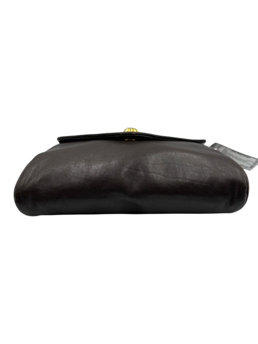 Kleinberg Sherrill Dark Brown Leather Flap Top Magnetic Snap Closure Bag Dark Brown