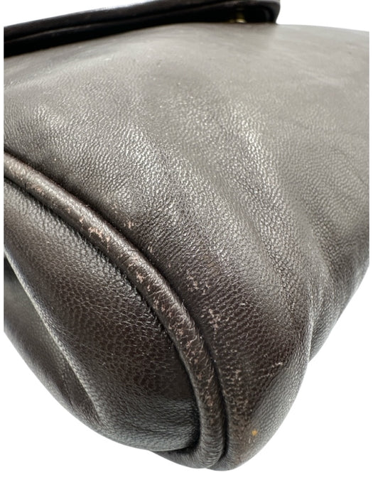 Kleinberg Sherrill Dark Brown Leather Flap Top Magnetic Snap Closure Bag Dark Brown