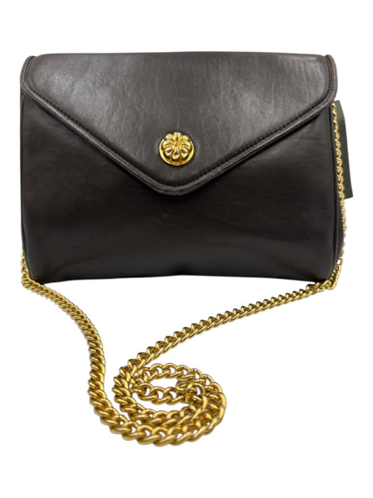 Kleinberg Sherrill Dark Brown Leather Flap Top Magnetic Snap Closure Bag Dark Brown