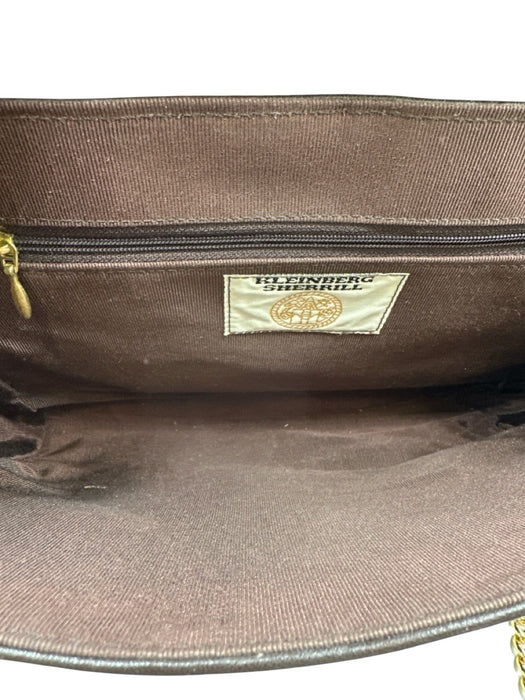 Kleinberg Sherrill Dark Brown Leather Flap Top Magnetic Snap Closure Bag Dark Brown
