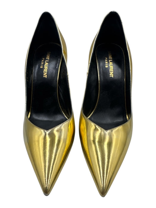 Saint Laurent Shoe Size 36.5 Gold Leather Upper Metallic Pointed Toe Pumps Gold / 36.5